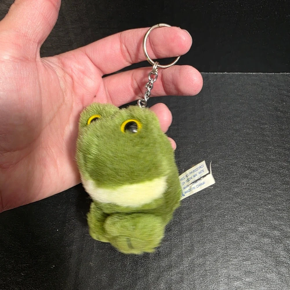Swibco Frog Plush Keychain Fluffy Green‎ Vintage 1998 Fuzzy Mini Bag Charm